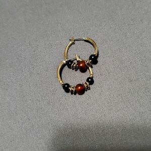 Gold Tone - Bohemian Style - Small Hoop Fashionable Earrings.